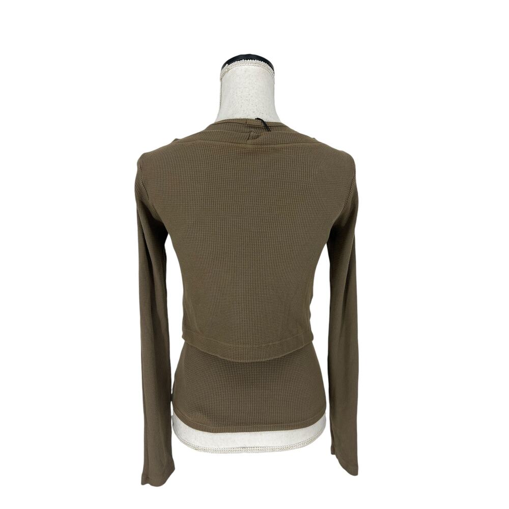 Monrow Baby Thermal Double Layer Cardi Top in Stone Green - Picture 9 of 11